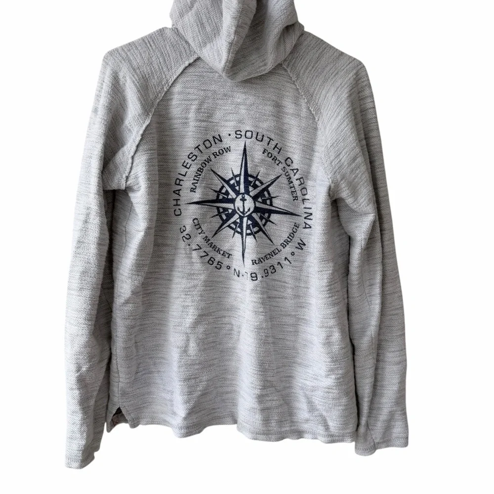 Vineyard Crew Light Gray Hooded Textured Knit Distressed Pullover Sweater Size S